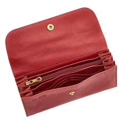 Siena Women's continental wallet in leather color red