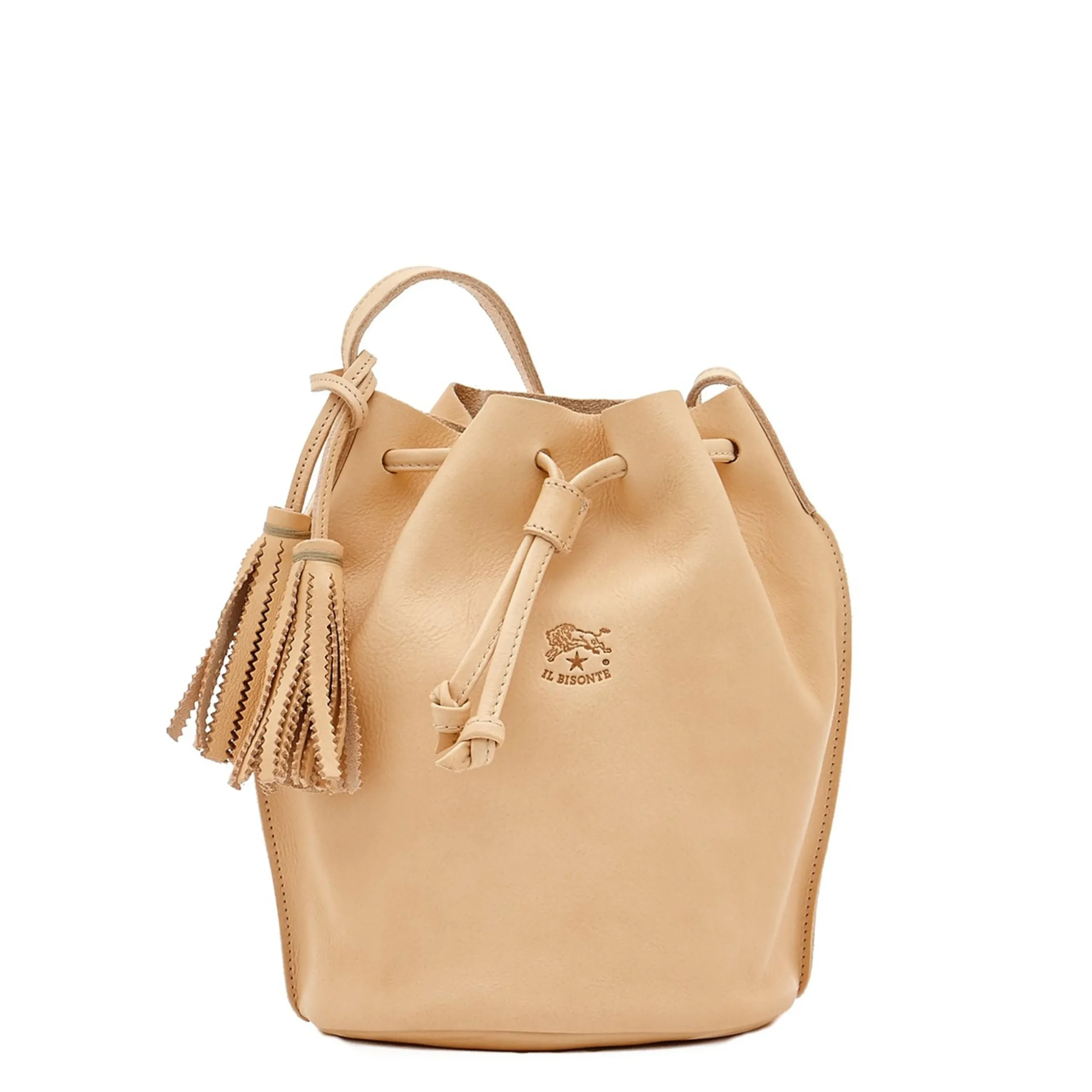Silvia Women's bucket bag in leather color natural