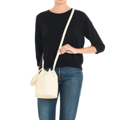 Silvia Women's bucket bag in leather color milk