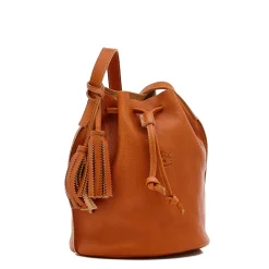 Silvia Women's bucket bag in leather color caramel