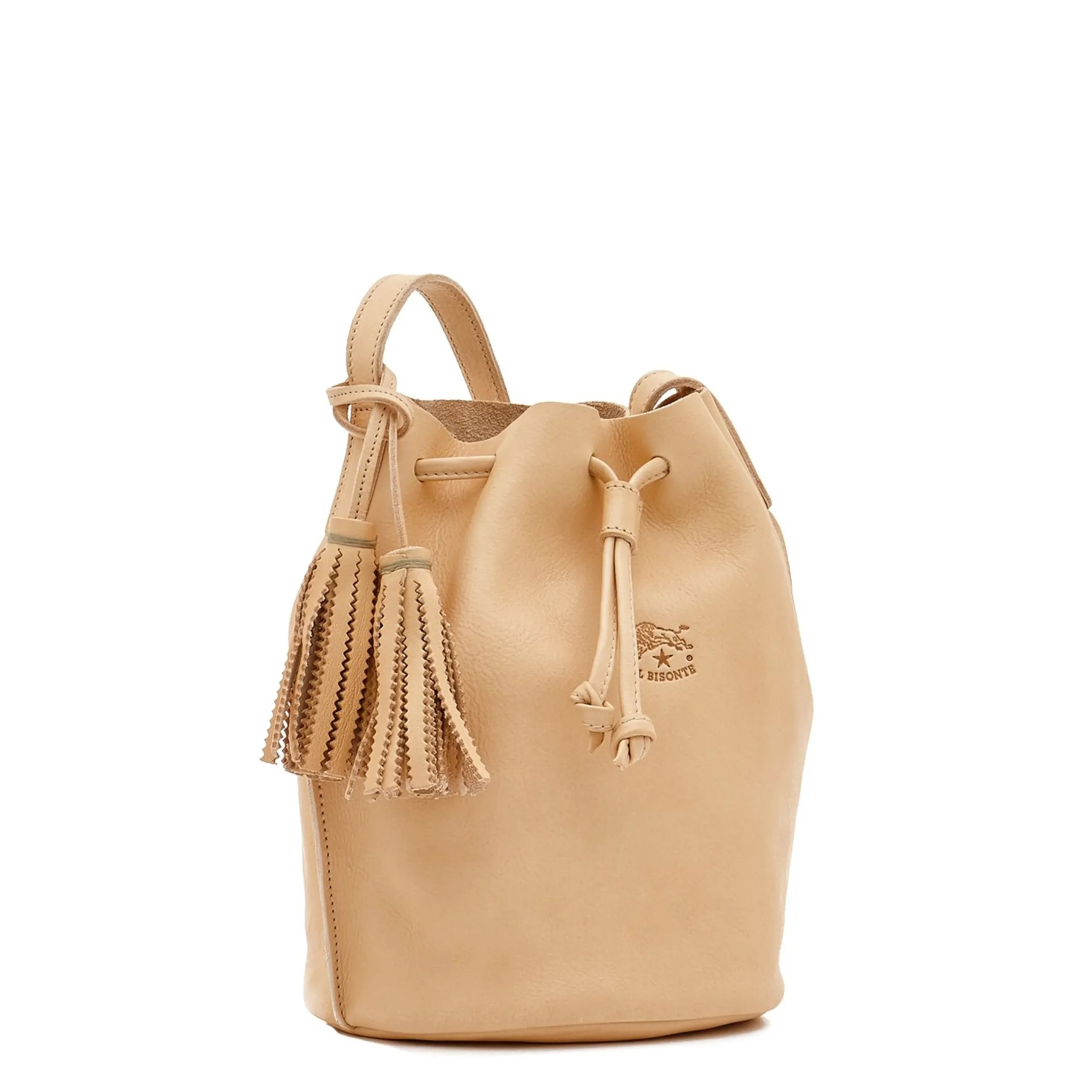 Silvia Women's bucket bag in leather color natural