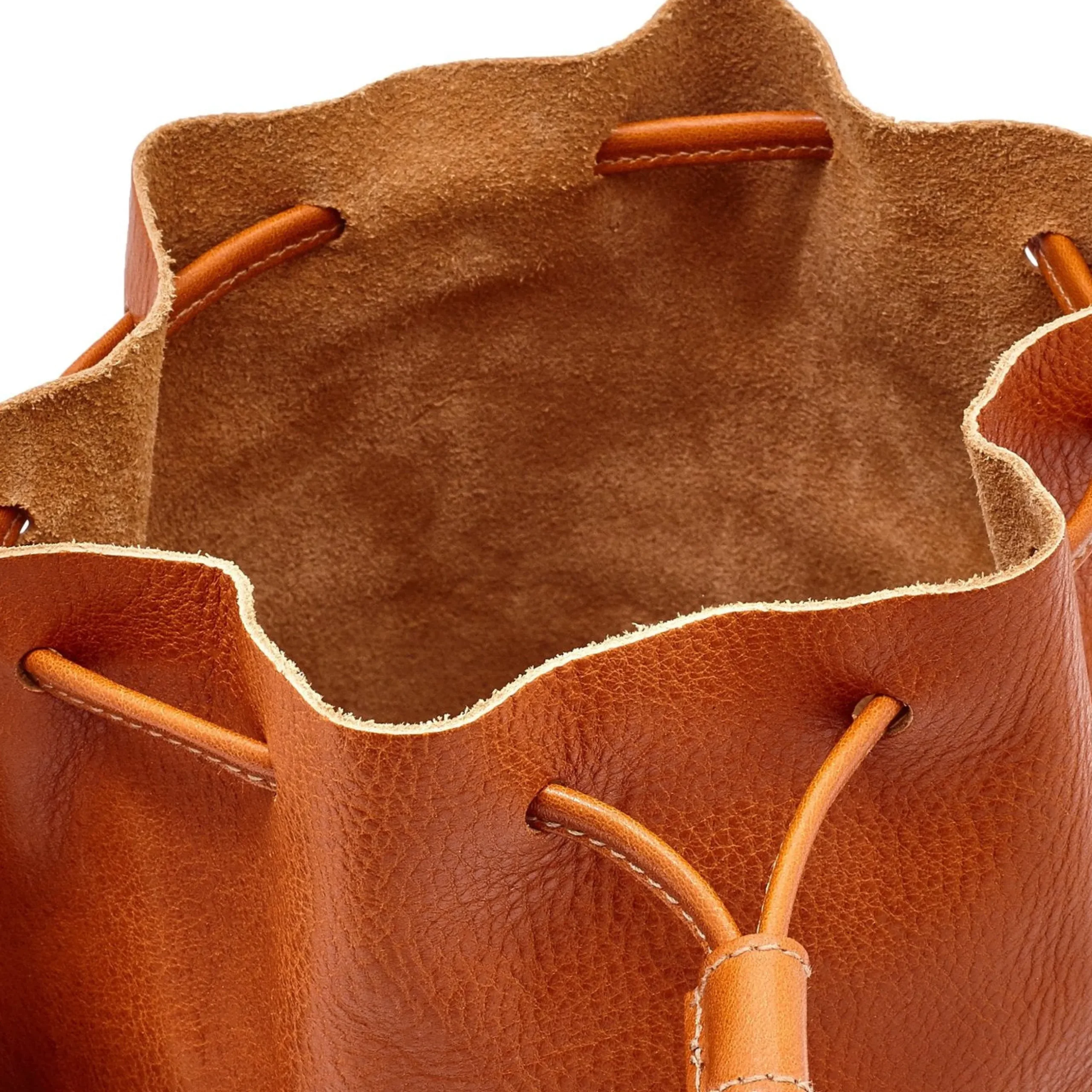 Silvia Women's bucket bag in leather color caramel