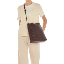 Snodo Women's shoulder bag in vintage leather color coffee