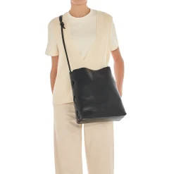 Snodo Women's shoulder bag in vintage leather color black