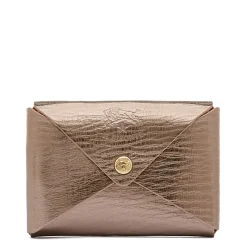 Sovana Card case in metallic leather color metallic bronze