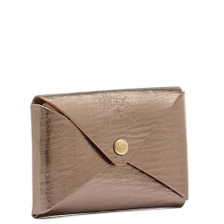 Sovana Card case in metallic leather color metallic bronze