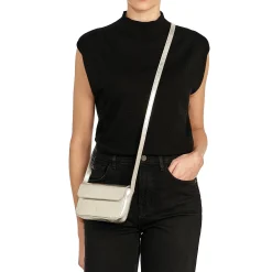 Studio Women's crossbody bag in metallic leather color metallic silver