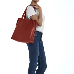 Talamone Women's tote bag in leather color red