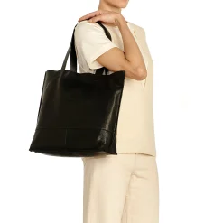 Talamone Women's tote bag in vintage leather color black