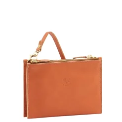 Talamone Women's clutch bag in leather color caramel