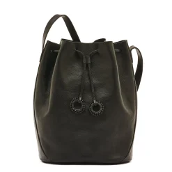 Tessa Women's bucket bag in leather color black