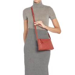 Tessa Women's crossbody bag in leather color red