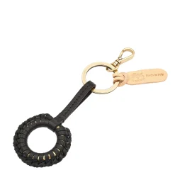 Tessa Women's keyring in leather color black