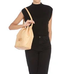 Tessa Women's bucket bag in leather color natural