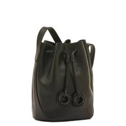 Tessa Women's bucket bag in leather color black