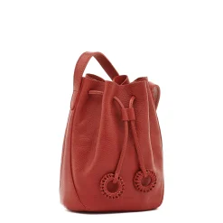 Tessa Women's bucket bag in leather color red
