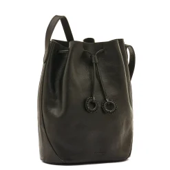 Tessa Women's bucket bag in leather color black