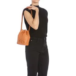 Tessa Women's bucket bag in leather color caramel