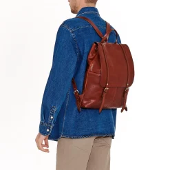 Trappola Men's backpack in vintage leather color sepia
