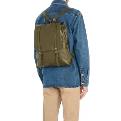 Trappola Men's backpack in vintage leather color forest