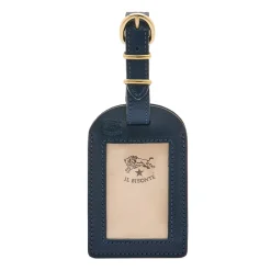 Travel Luggage tag in leather color blue