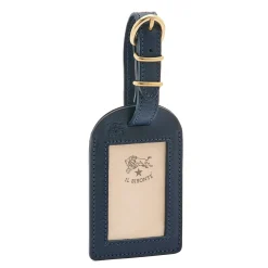 Travel Luggage tag in leather color blue
