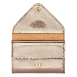 Uffizi Card case in metallic leather color metallic bronze
