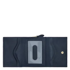 Wallet in leather color blue