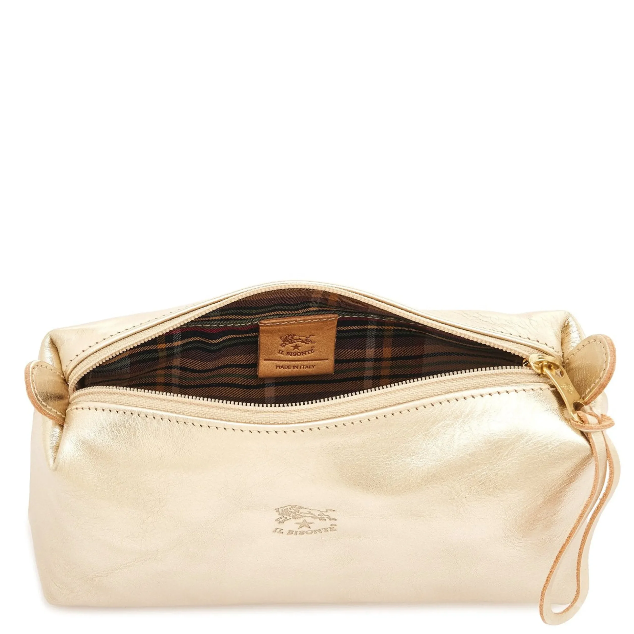 Women's case in metallic leather color metallic platinum