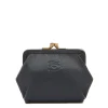 Women's coin purse in leather color blue
