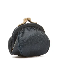 Women's coin purse in leather color blue