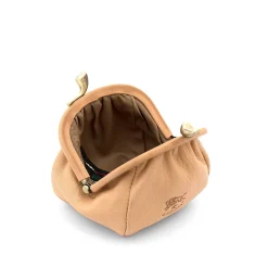 Women's coin purse in leather color natural