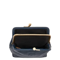 Women's coin purse in leather color blue