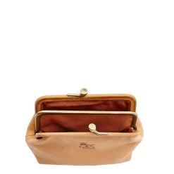 Women's coin purse in leather color natural