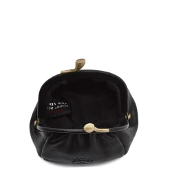 Women's coin purse in leather color black