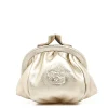 Women's coin purse in metallic leather color metallic platinum