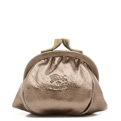 Women's coin purse in metallic leather color metallic bronze