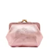 Women's coin purse in metallic leather color pink