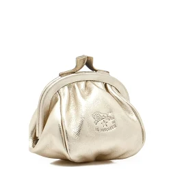 Women's coin purse in metallic leather color metallic platinum