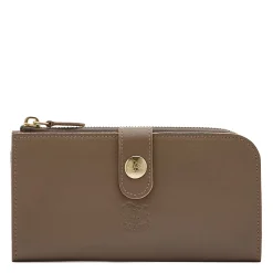 Women's continental wallet in leather color light grey