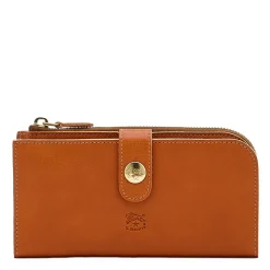 Women's continental wallet in leather color caramel