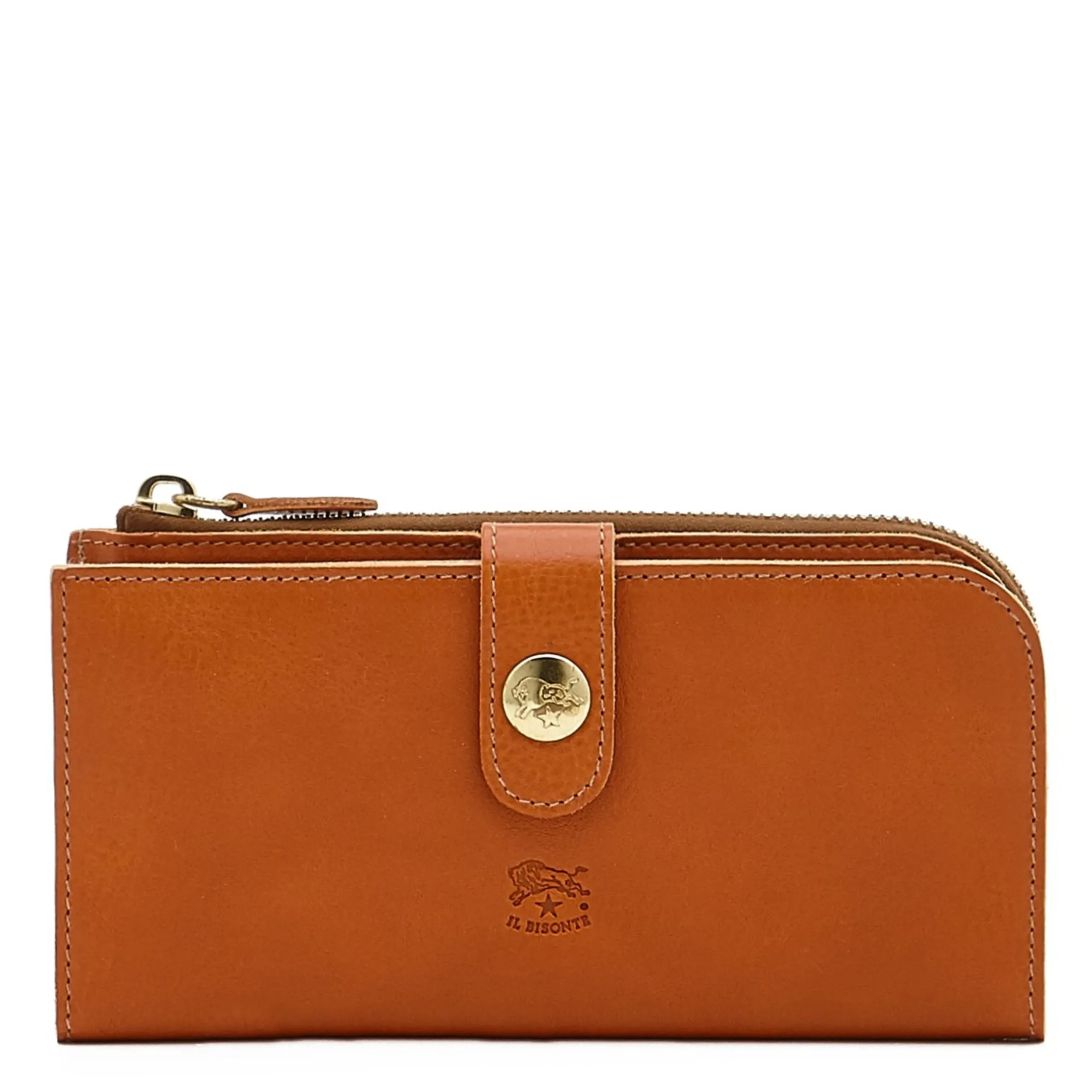 Women's continental wallet in leather color caramel