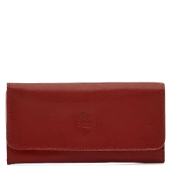 Women's continental wallet in leather color red