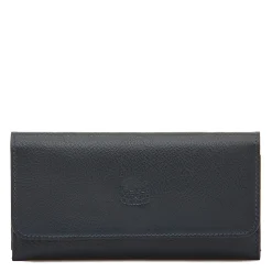 Women's continental wallet in leather color blue