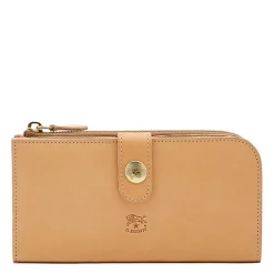 Women's continental wallet in leather color natural