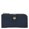 Women's continental wallet in leather color blue