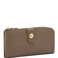 Women's continental wallet in leather color light grey