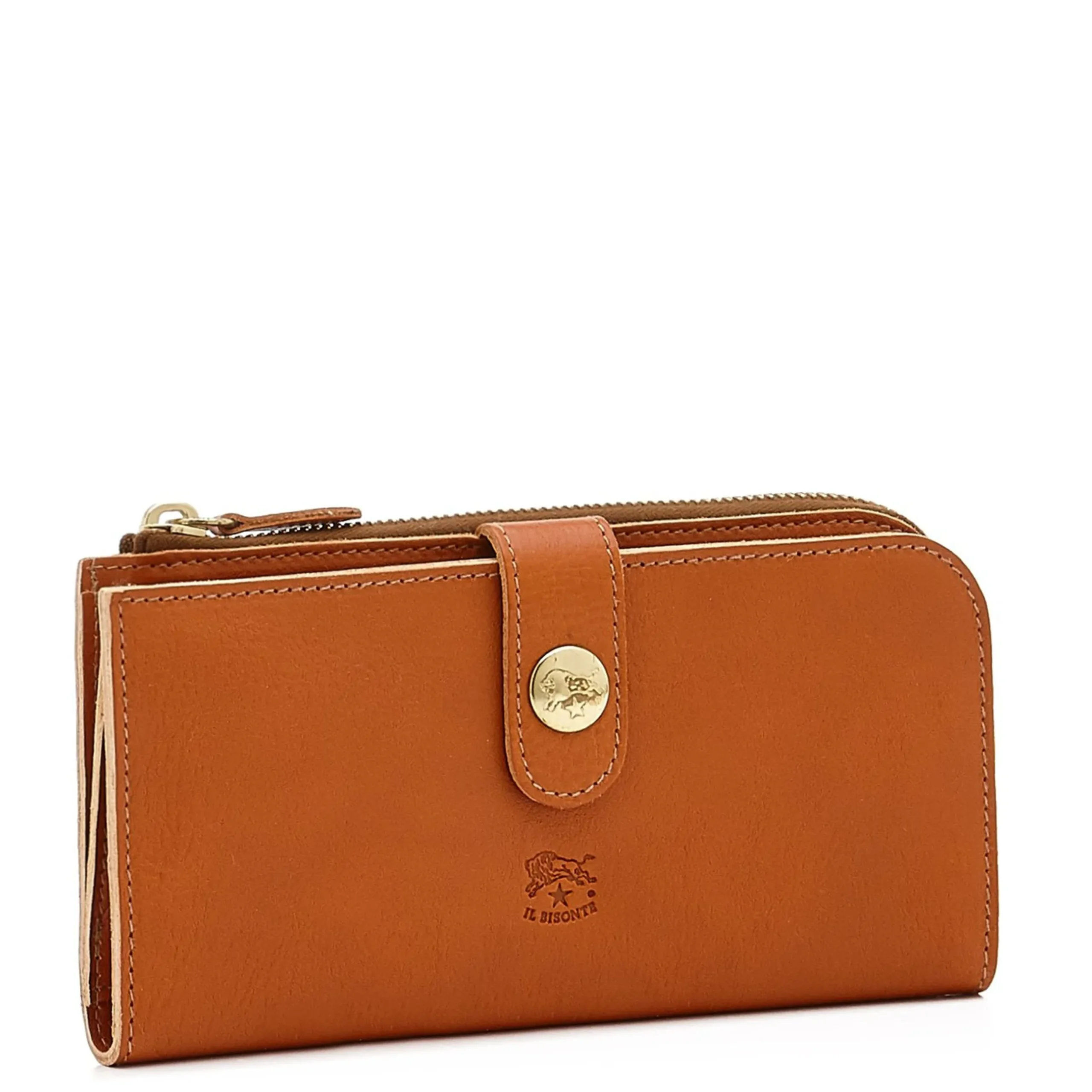 Women's continental wallet in leather color caramel