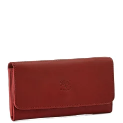 Women's continental wallet in leather color red