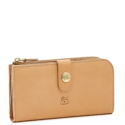 Women's continental wallet in leather color natural